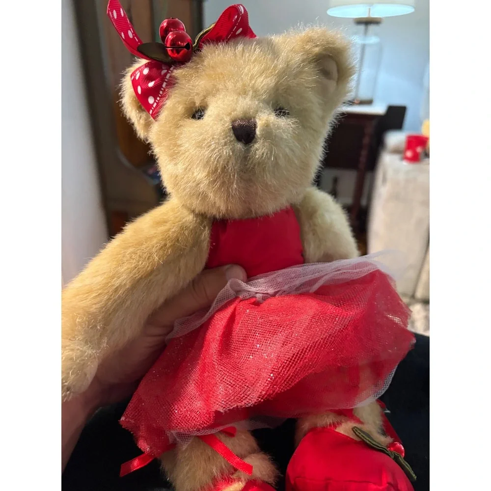 Bearington Collection Christmas Ballerina Teddy Bear Red Tutu Holiday Plush 14in